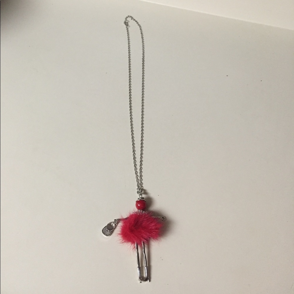 Long sweater necklace dancing girl doll fur skirt